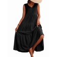 thumbnail image 2 of Women Solid Color Casual Midi Dress Black XXL, 2 of 8