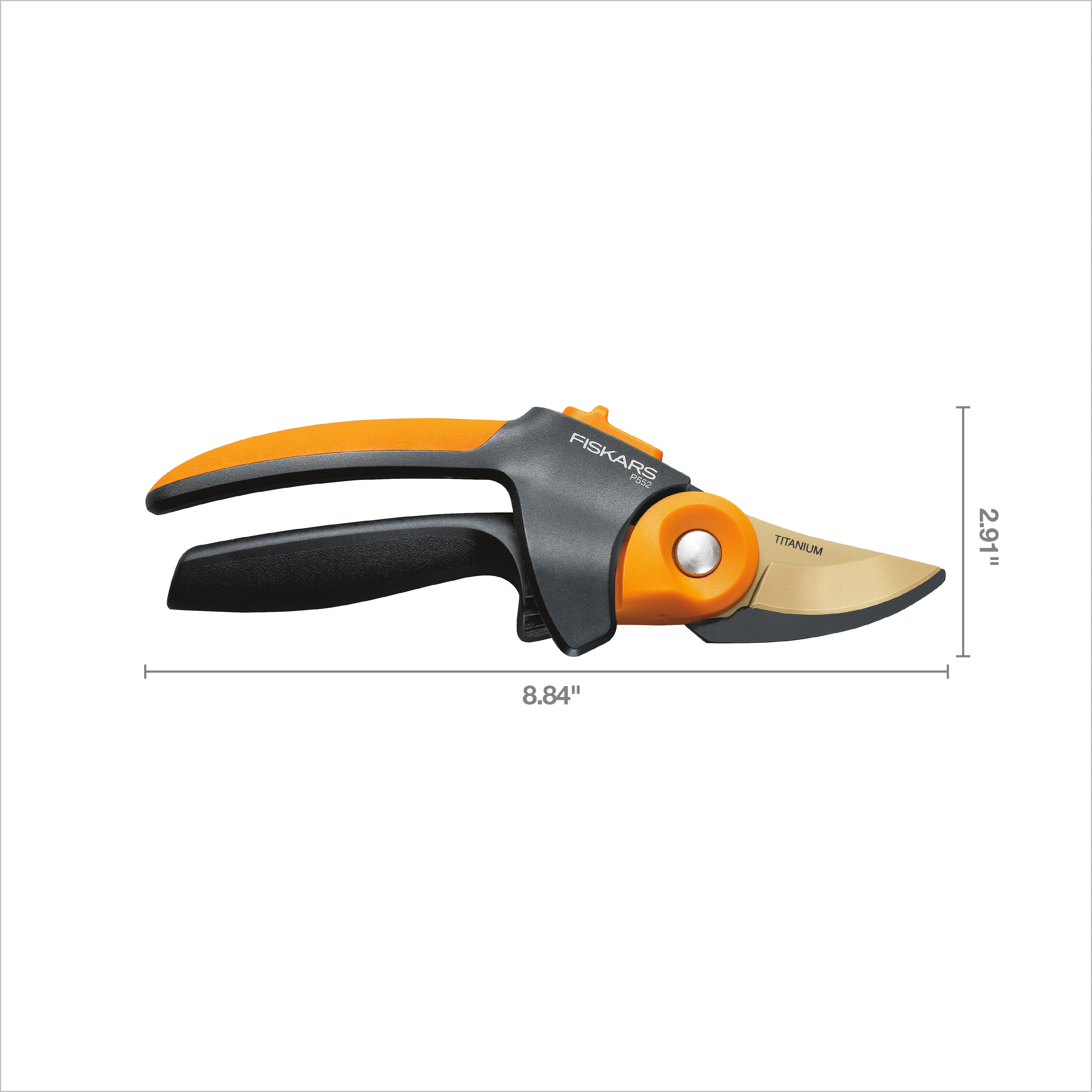 Fiskars 11.5" PowerGear2 Titanium Softgrip Bypass Pruner, 3/4" Cut Capacity Black and Orange