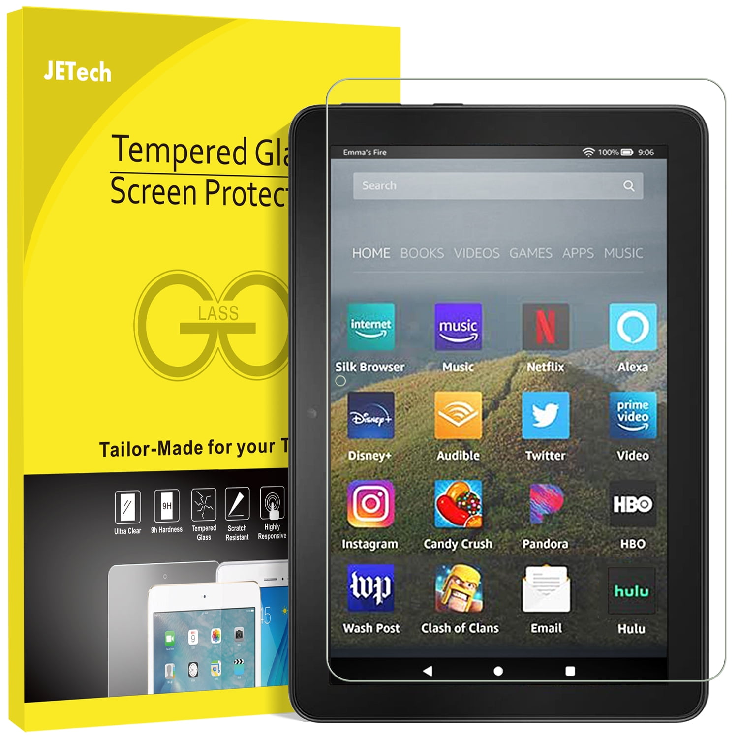 2X Tempered Glass 9H Screen Protector Film For Amazon Kindle fire 7 HD 8 10 2017 