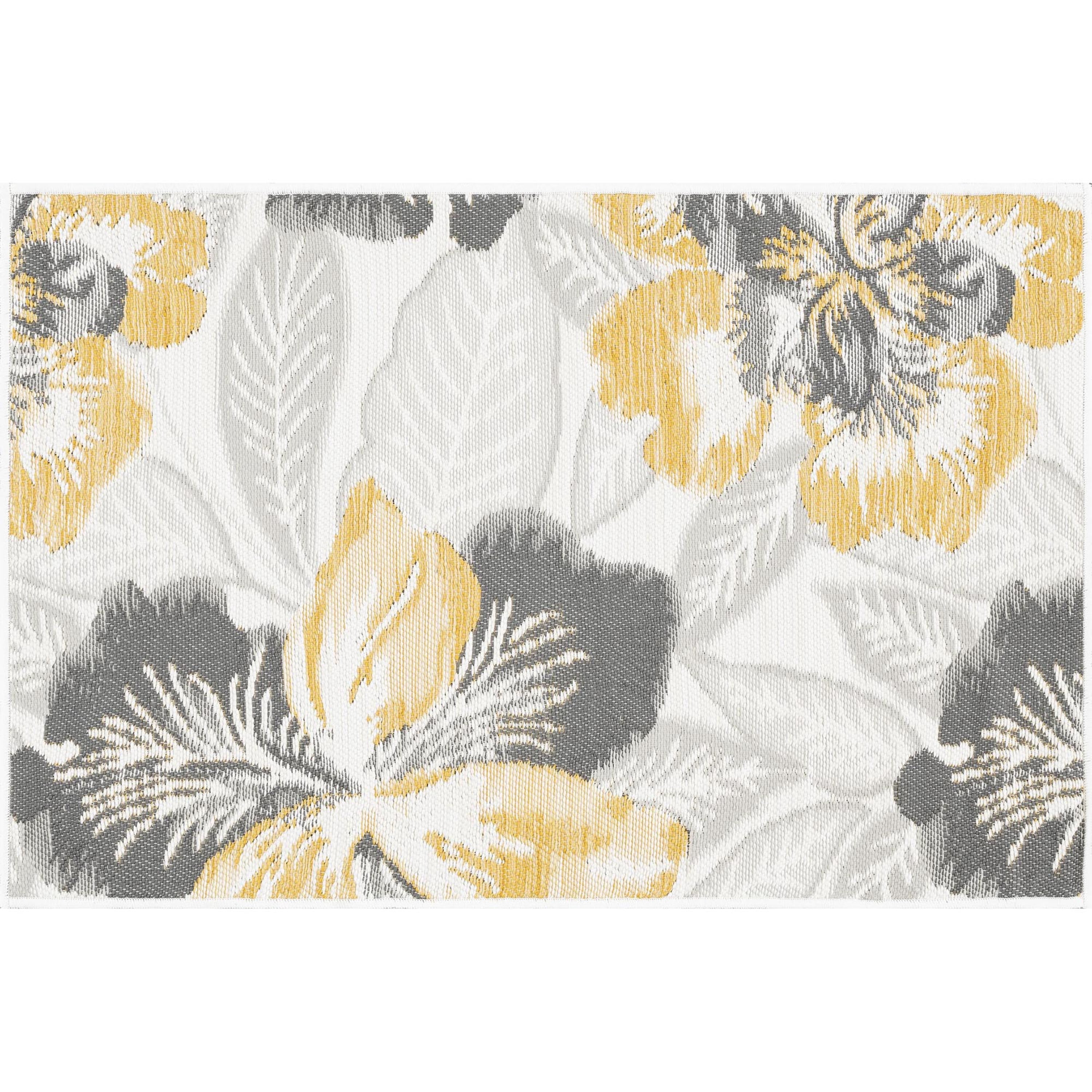 2x3 Water Resistant, Small Indoor Outdoor Rugs for Patios, Front Door Entry, Entryway, Deck, Porch, Balcony | Outside Area Rug for Patio | Cream, Floral | Size: 2' x 3'