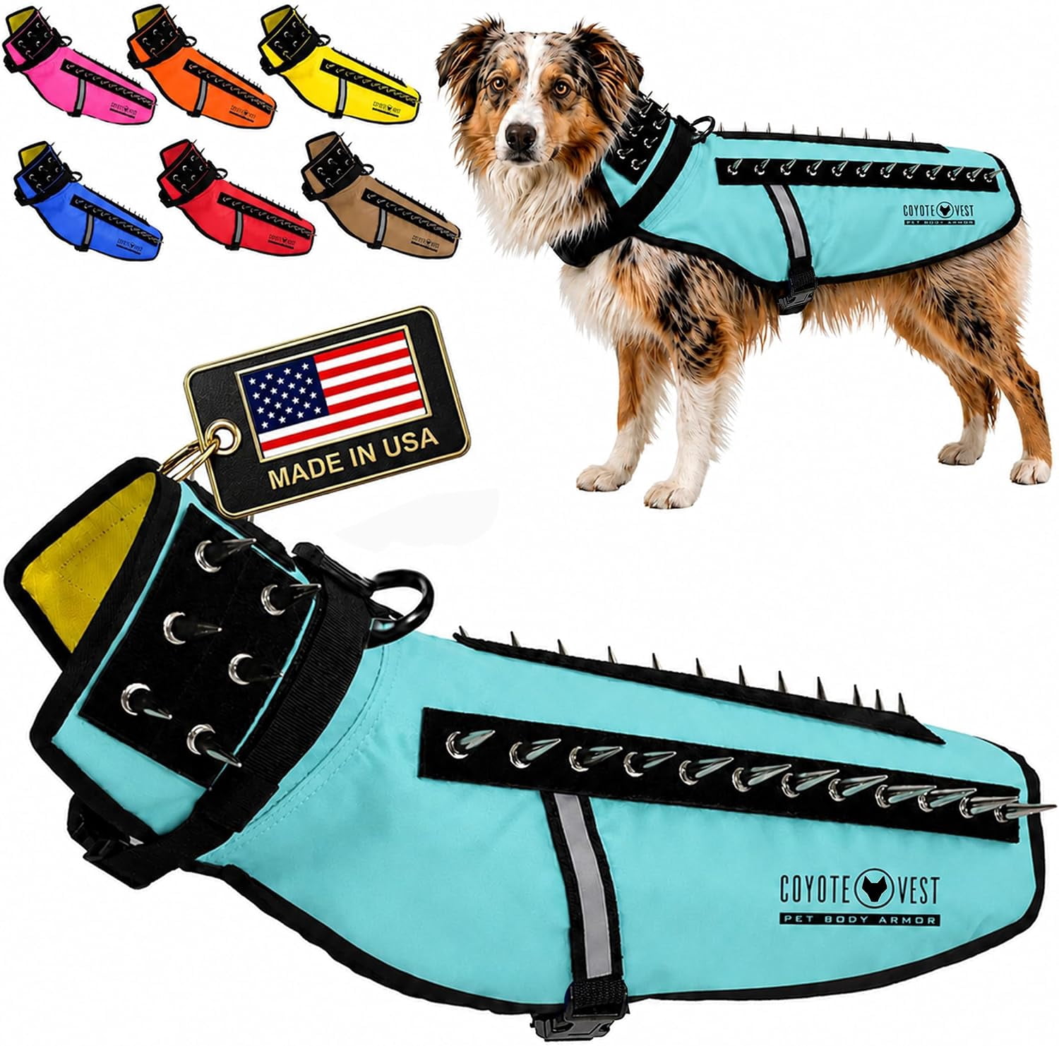 CoyoteVest SpikeVest (Large - Red) Dog Harness Vest for Small Dogs