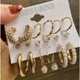 thumbnail image 1 of Elegante mujer perla pendientes conjunto de circón perla pendientes de las mujeres accesorios de fiesta 9 pares/Set, 1 of 3