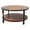 Retro color, variant on Round Coffee Table, 34.25" Wood Circle Coffee Table with Sturdy Metal Roman Pillar Legs, 2 Tier Coffee Table with Open Storage, Modern Floor Table for Living Room, Bedroom, Home Office