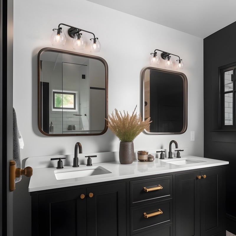 LNC 22-in 3-Light Matte Black LED Transitional Vanity Light Bar for Bathroom