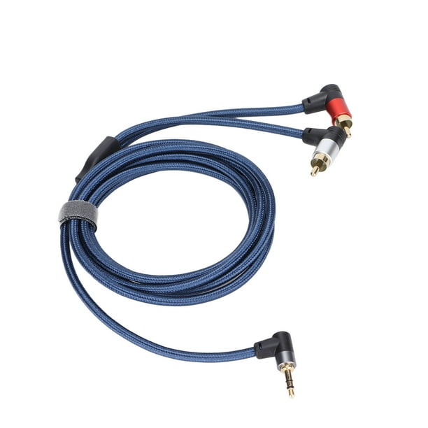 Adaptador macho de 3,5 mm a 2 RCA Cable de audio estéreo de nailon trenzado para altavoces amplificador mezclador
