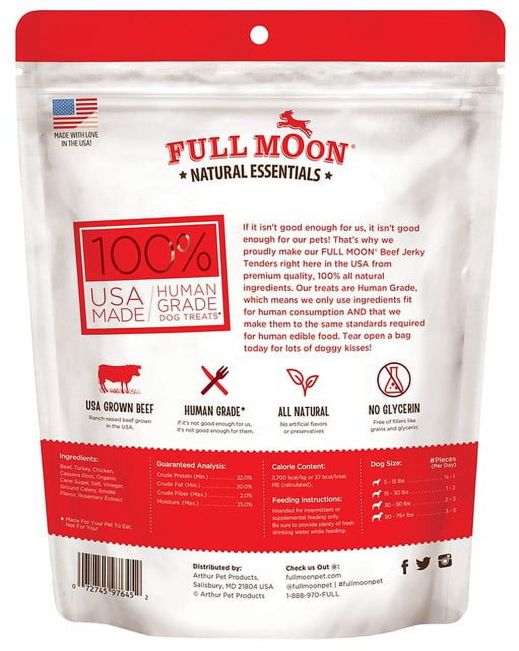 (6 pack) Full Moon Natural Essentials Beef Tenders Dog Treats, 22oz