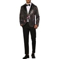 thumbnail image 2 of INSPIRE CHIC Sequin Blazer for Men's Peak Lapel Color Block Shiny Sparkly Sports Coat S Multicolor, 2 of 5
