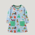 thumbnail image 2 of NIEWTR Toddler Girl Short Sleeve Dress Stripe Christmas Tree Print Cotton Casual Tunic Playwear Basic Shirt Party Dresses(12-24 Months,Z04-Light Blue), 2 of 6