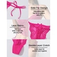 thumbnail image 3 of Aivtalk Lace Thongs Women's Side Tie Adjustable G-String Ladies See Through Underwear with Bowknot Low Rise Wavy Panty for Valentine's Day M Rose Red, 3 of 5
