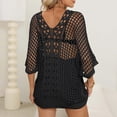 thumbnail image 4 of 2026 Summer Fashion Bathing Suit Cover Up for Women V-Neck Smock Hollow Casual Short Solid Color Loose Beach Smock, 4 of 4