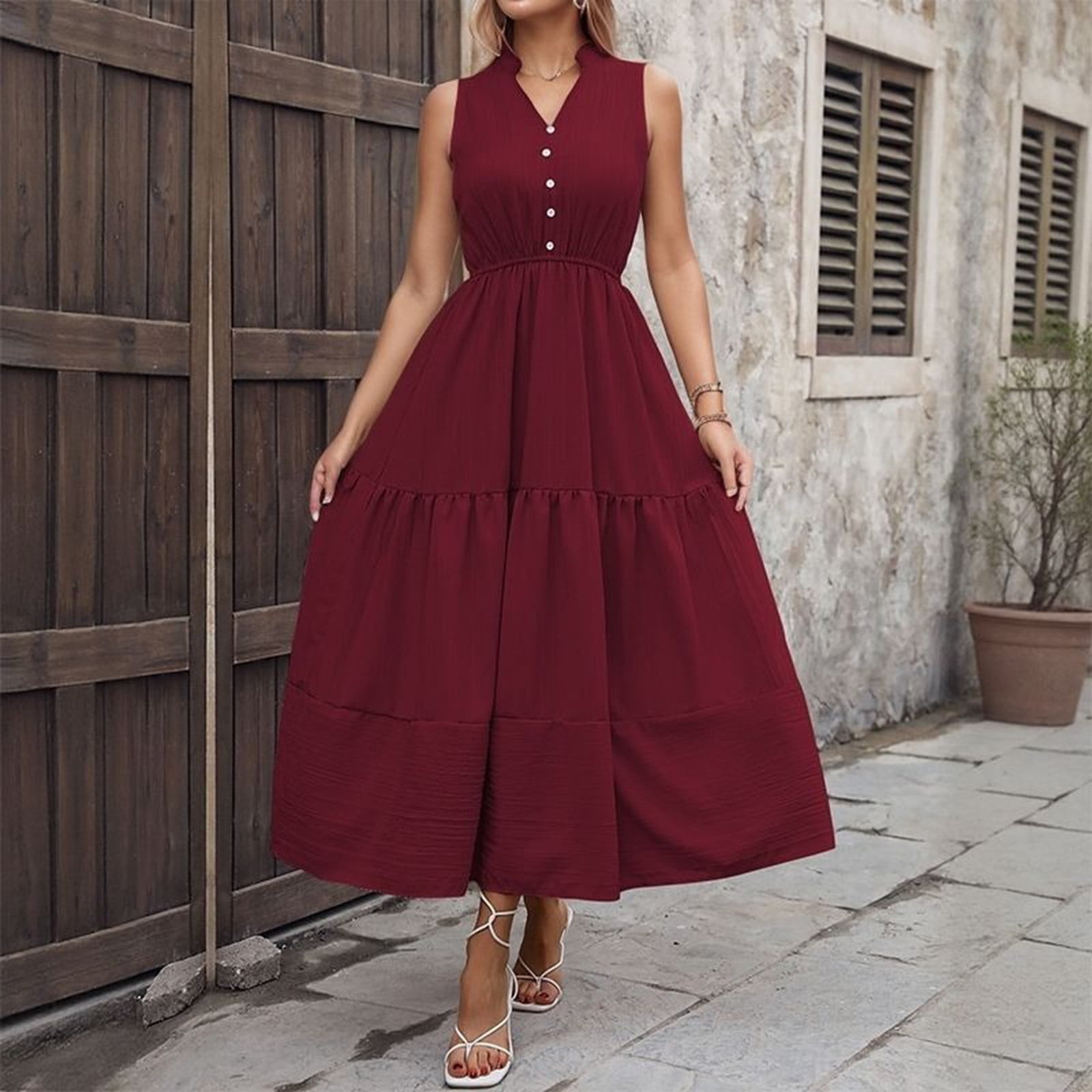 Women's Womens Midi Dresses Long Sleeve Swing Dress Fit An Flare