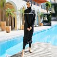 thumbnail image 5 of IBTOM CASTLE Muslim Swimsuits for Women Modest Islamic Arabic Swimwear Burkini Full Cover Hijab Top Pants Swimming Cap Bathing Suits M Black + White, 5 of 8