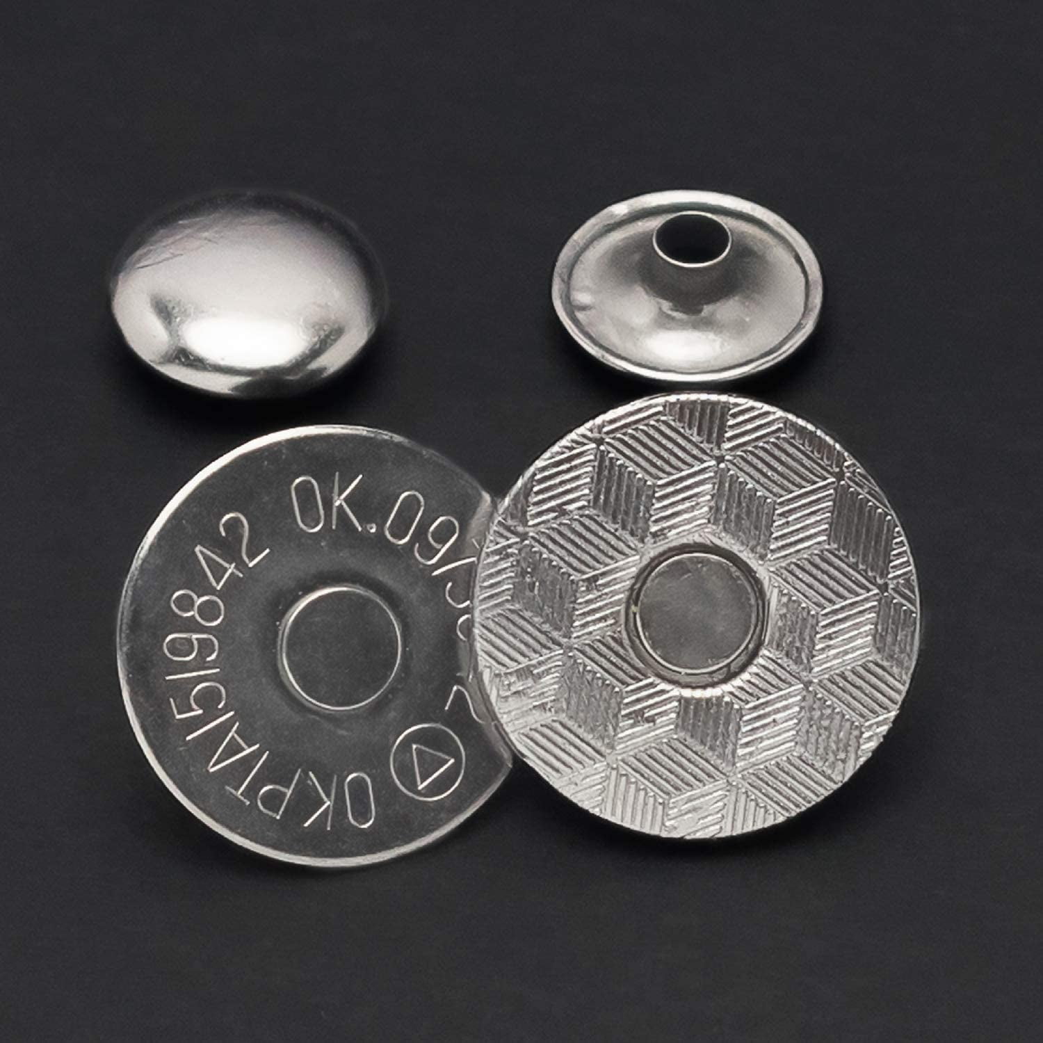 Trimming Shop Magnetic Clasp Snap Fastener Button Double Rivet Closures  (14mm, Gunmetal Black, 2pcs)