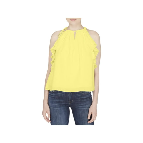 Catherine Malandrino Womens Buttercup Coral Ruffled Top L