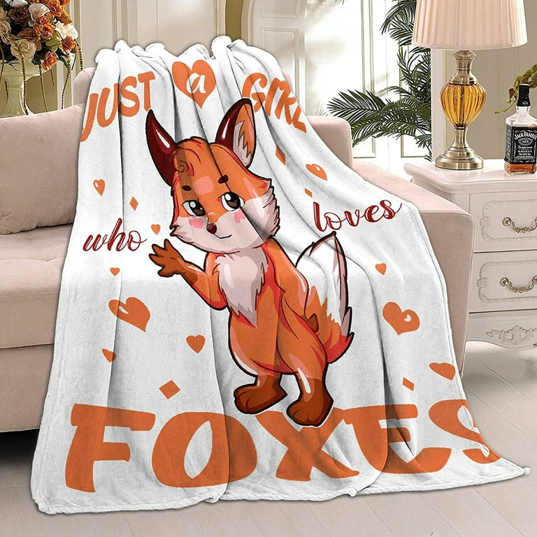 Fox Blanket for Girls Fox Gifts for Girls - Just A Girl Who Loves Foxes -  Lightweight Soft Cozy Flannel Throw Blanket Suitable for Sofa Bed Blankets  50x60 Inch for Kids Blanket 