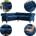 thumbnail image 5 of Anysun 80 x 80" L-Shaped Roll Arm Chesterfield Sofa - Velvet Tufted Sofa Couch with Nailhead Trim - Blue, 5 of 9