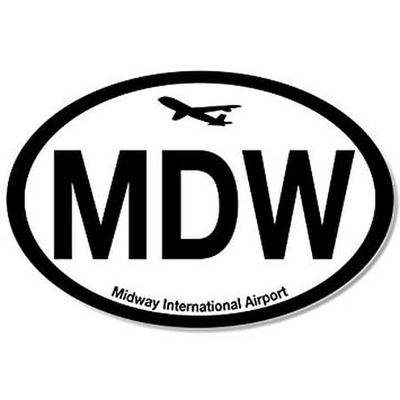 Oval MDW Midway Airport Code Sticker Decal (jet fly air hub pilot) 3 x 5 (Best Food Midway Airport)