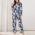 thumbnail image 3 of Wukai Flowers Print Women's Pajama Set - Soft Long Sleeve Sleepwear for Comfort and Style-Large, 3 of 9
