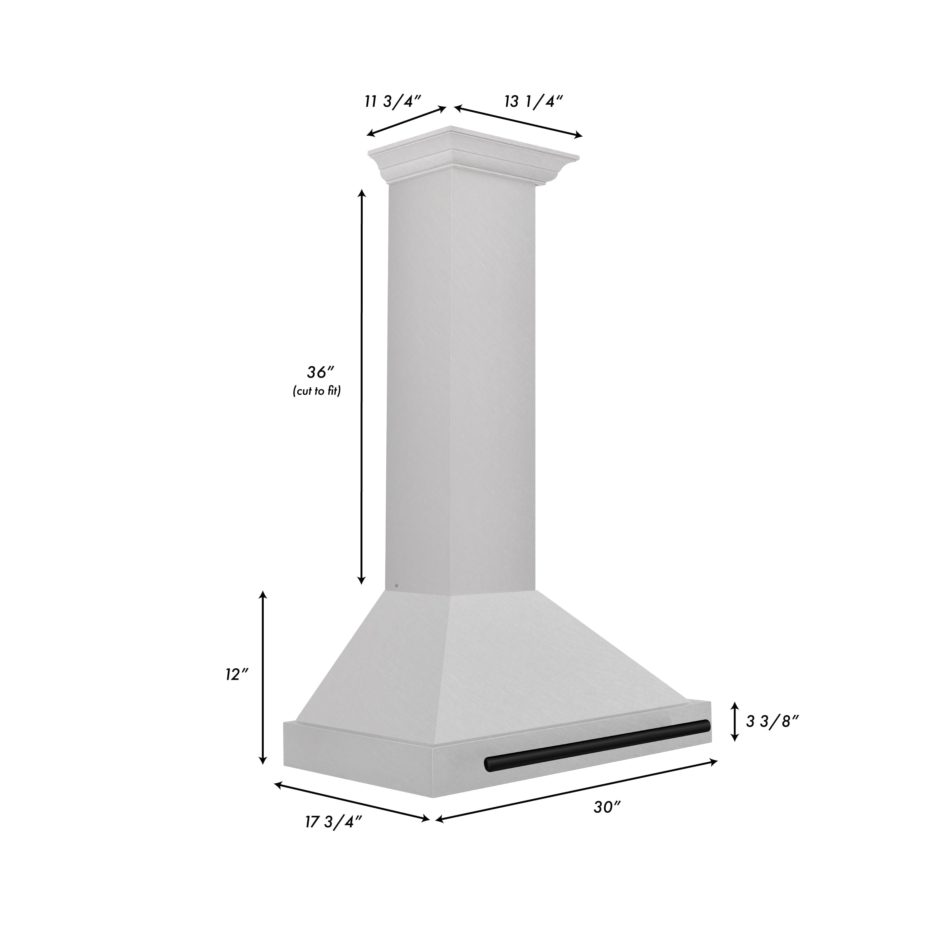 ZLINE 30 ZLINE Autograph Edition DuraSnow Stainless Steel Range Hood with DuraSnow and Matte Black Handle (KB4SNZ-30-MB)