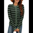 thumbnail image 3 of Suéteres Tipo Cárdigan para Mujer, de Rayas, con Botones Al Frente, de Punto, Abrigo Corto de Otoño. Verde y Negro L, 3 of 8