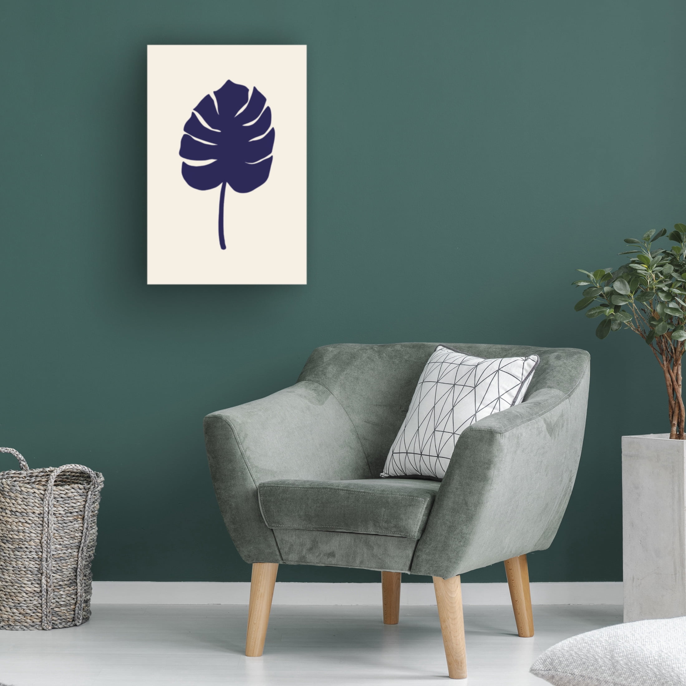 Canvas Wall Art - Pictufy Studio 'Monstera Leaf Dark Blue' Wall Art for Living Room, Bedroom, or Office Décor by Trademark Fine Art - 12 x 19 Inches