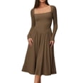 thumbnail image 1 of Vestido midi CHYRII para mujer, moda primavera 2025, cuello cuadrado, 1 of 7