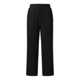 thumbnail image 2 of Women Drawstring Waist Wide Leg Pants High Waisted Wide Leg Pants Fashion Drawstring Elastic Women (Black #4, XXXL), 2 of 5