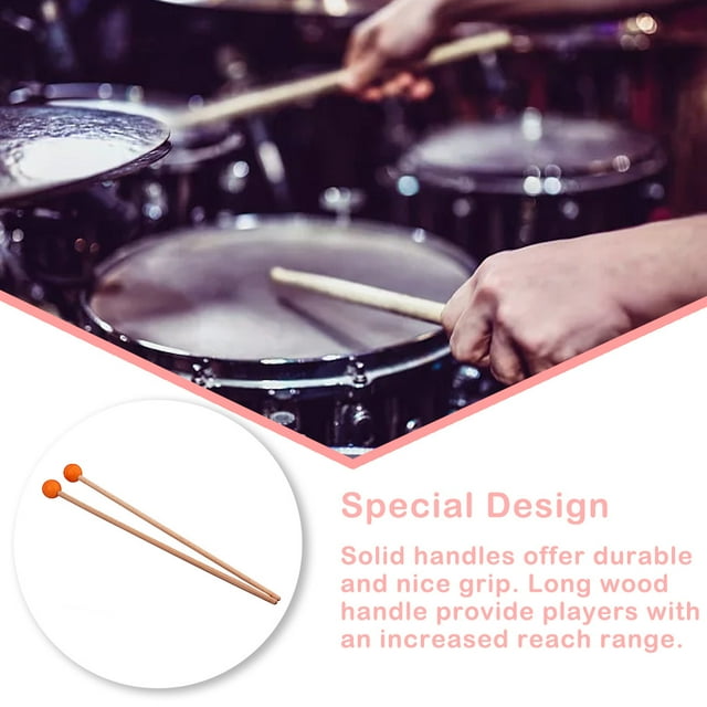 2 Pieces Mallet Drumsticks Professional Marimba Sticks Beginners Instrument Accessories Adults Children Wood Handle Music Accessory Instrument
