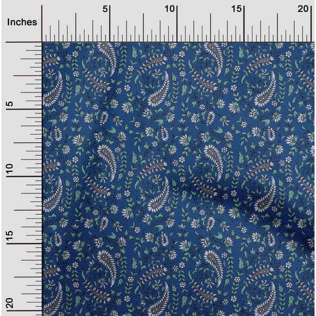 oneOone Viscose Chiffon Fabric Leaves|Floral & Paisley Block Printed Craft Fabric BTY 42 Inch Wide