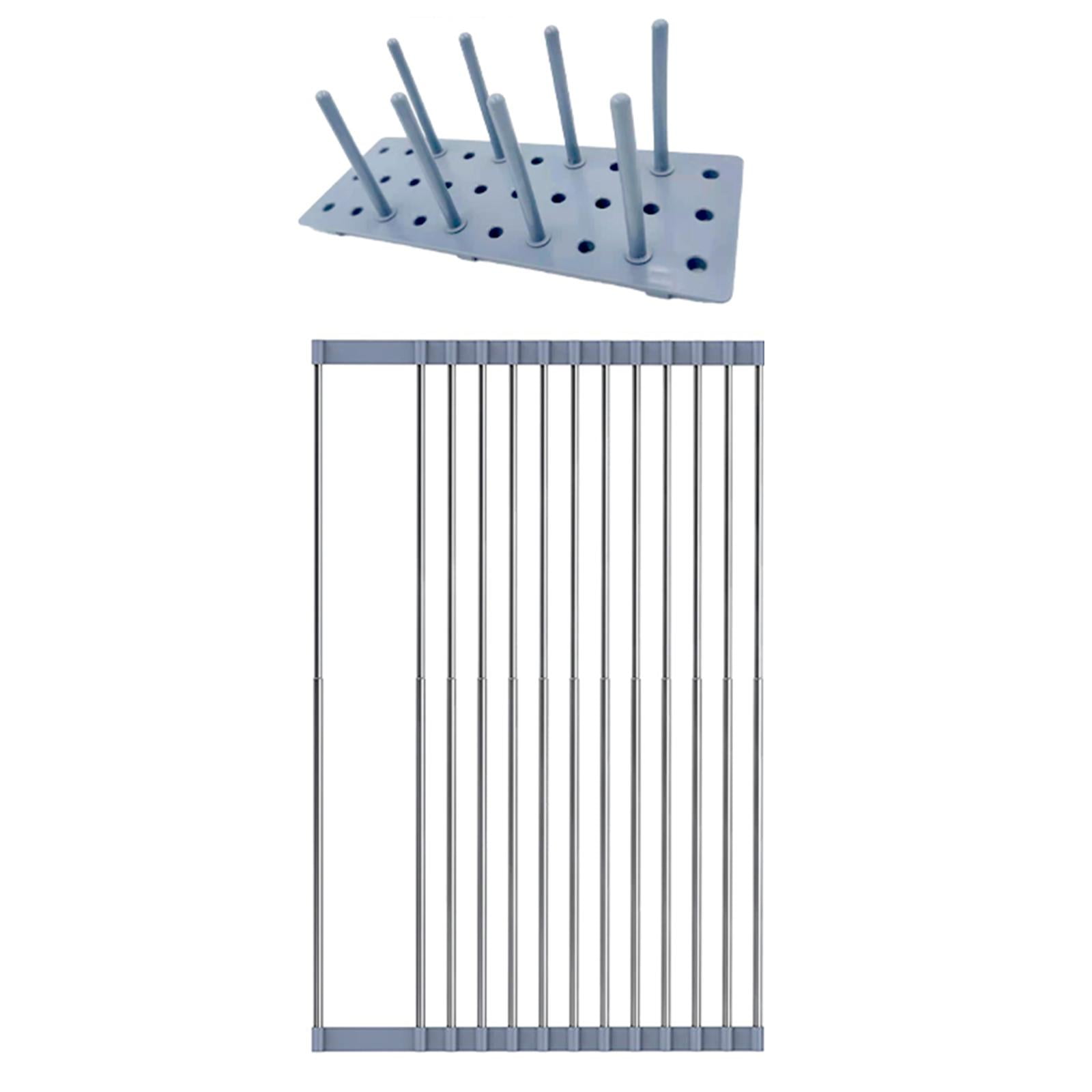 Fiocias Folding Dish Drying Rack Rolling Rack Household Dish Rack for Kitchen Counter Rolling Dish Drainer Filter Cup Holder