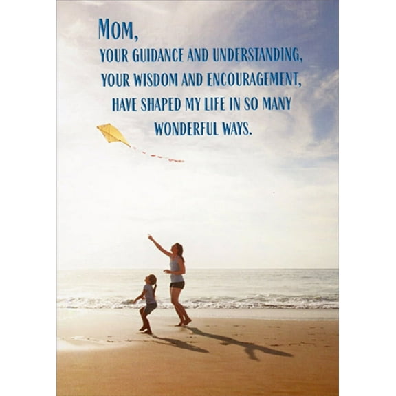 RSVP Woman and Girl Flying Kit on Beach Mom Mother's Day Card from Daughter