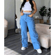thumbnail image 2 of Pantalones vaqueros rectos de pierna ancha para mujer, pantalones sueltos de cintura alta Y2K, ropa de calle Hip-hop, diseño colorido, 2 of 4
