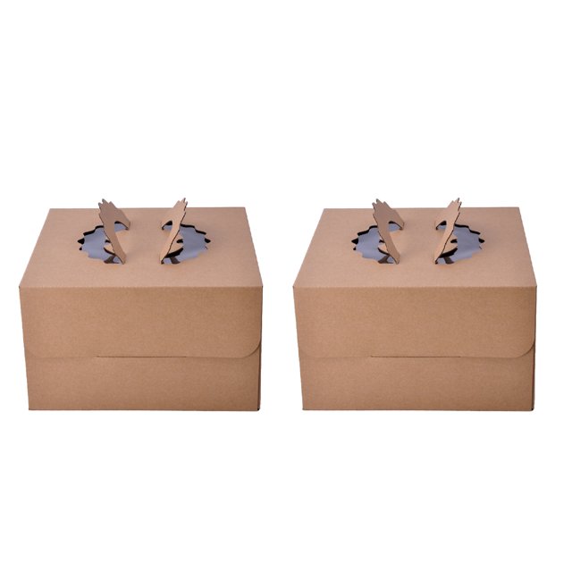 Caja organizadora de pasteles cuadrada de mano de 2 uds. Cajas de embalaje de pasteles de una sola capa de papel Kraft para tiend HOMEMAXS 7077901-MX