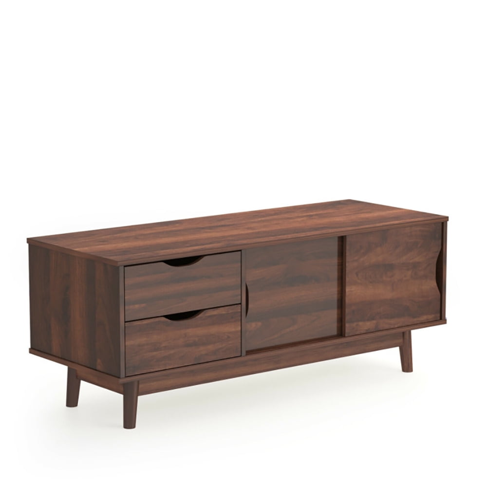 Finihen TV Stand, TV Cabinet, TV Stand for TV Up to 60 Inch Media Console Table Storage with Doors, Media Entertainment Center with Storage, for Living Room, Bedroom, Walnut