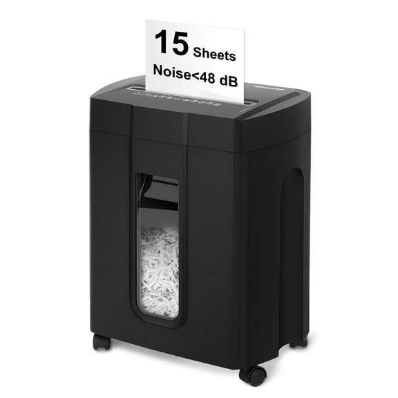 Wingwise Paper Shredder, 15 Sheets P4 Cross Cut Shredder, 4.7 Gallon Bin, CD/Credit Card Shredder, Home & Office Use
