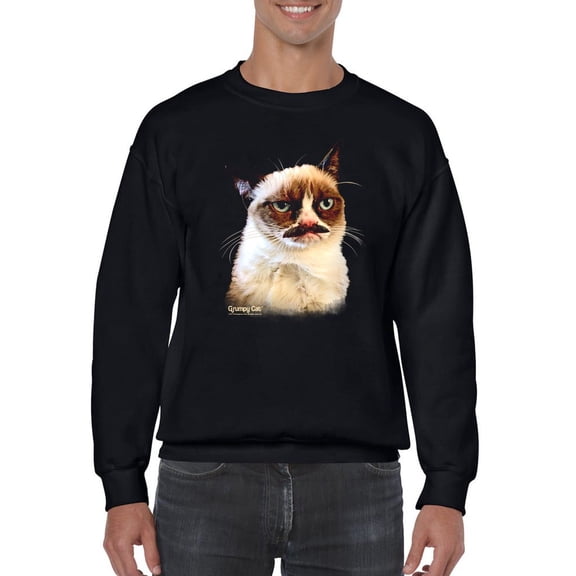 Moustache Grumpy Cat Sweatshirt Men -T-Line Designs, Male Large