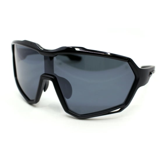 Xloop Oversized Mirror Lens Wrap Around Plastic Riding Sport Sunglasses Matte Black