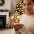 thumbnail image 7 of Clear Glass Christmas Ornament Ball with Teddy Bear, Mini Christmas Tree Scene Inside, Gold Crown Hanging Tree Decoration, 3.2x3.2 Inch, 1 Count, 7 of 7