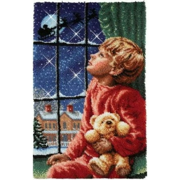 ShowNiceArt Rug Making Latch Hooking Kit, Waiting for Santa Christmas | Creative Craft Home Decor Ideal 50×38cm/20*15in