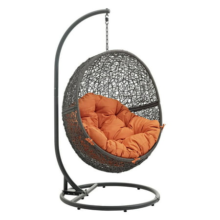 Modway Hide Wicker Hanging Swing Chair, Patio Hanging Swing Chair With Stand