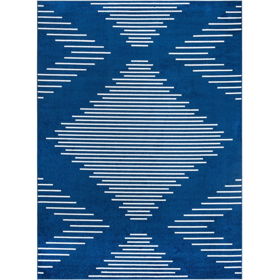 Rugs.com Kai Collection Rug – 10' x 13' Navy Blue Medium-Pile Rug Perfect For Living Rooms, Kitchens, Entryways