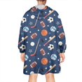 thumbnail image 2 of Baseball Football Pattern Wearable Oversized Blanket,Wearable Blanket Hoodie for Adults,Cozy Hooded Blankets with Super Pockets,Super Warm Fuzzy Pullover for Women & Men, 2 of 6
