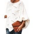 thumbnail image 1 of Chandail Grande Taille pour Femmes Col Rond Décontracté Chandail Ample Style Confortable Blanc 5TG, 1 of 7
