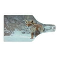 thumbnail image 2 of Fox Cutting Board, Countryside Snow Landscape Furry Wild Animal Hunting Vulpine Cold Winter Print, Tempered Glass Cutting and Serving Board, Wine Bottle Shape, Redwood Brown White, by Ambesonne, 2 of 5