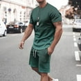 thumbnail image 2 of UVEASISHA Men Tracksuit Set 2 Piece Trendy Gradient Print Workout Sets Summer Short Sleeve Casual Sweatsuit Drawstring Shorts Track Suit Outfits with Pockets Today's Sales Today, 2 of 6