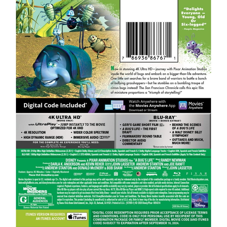 A Bug's Life (4K Ultra HD Blu-ray Digital Code)