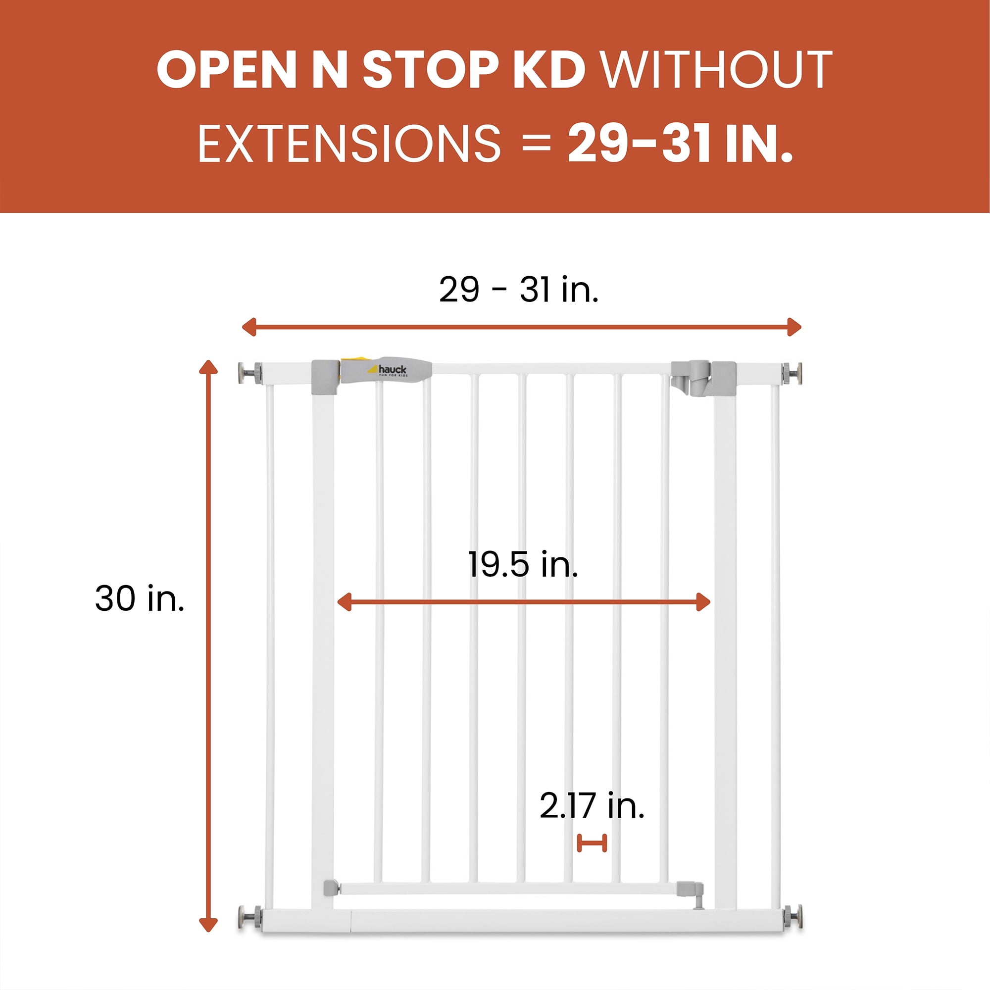 hauck 59726 Open N Stop  29 to 31" KD Pressure Fit Safety Gate, White
