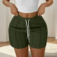 thumbnail image 2 of Olyvenn Womens Workout Shorts Summer High Waisted Drawstring Running Gym Short Solid Casual Exposed Seam Going Out Shorts Army Green XXL, 2 of 3