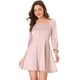 thumbnail image 3 of Vestido ajustado Allegra K con cuello cuadrado y manga abullonada Rosa XL, 3 of 6