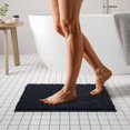 thumbnail image 2 of Set de alfombras de baño Mayshine Plush Shaggy de felpilla, color negro, 2 of 6